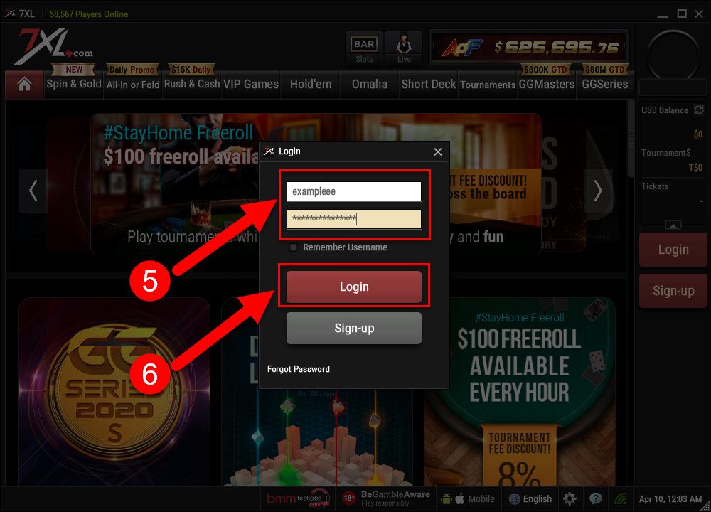 7XL app and login to your account