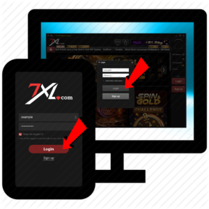 7XL Poker app login screen