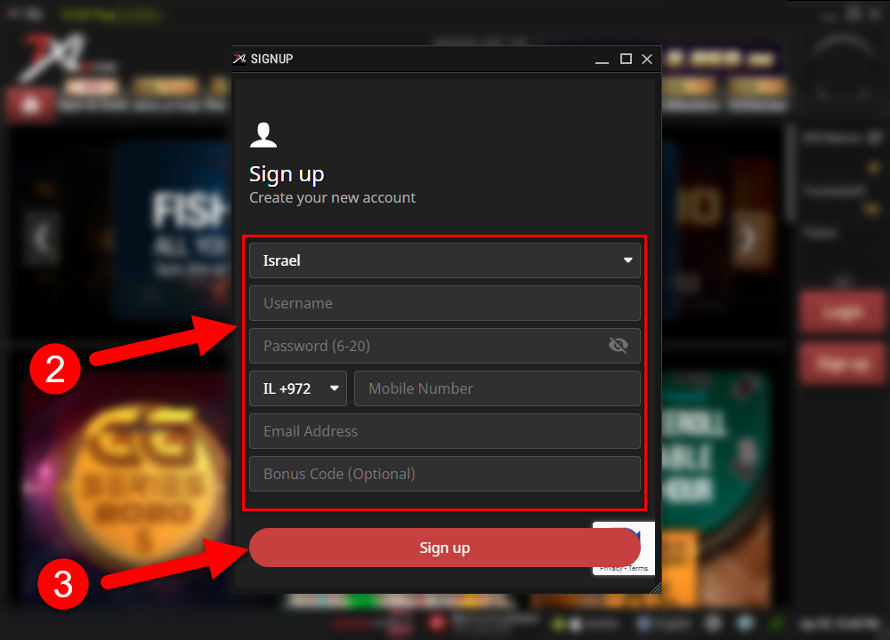 Choose ‘Sign-up’-